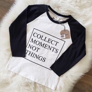 NWT Kid's Black & White Collect Moments Baseball Tee